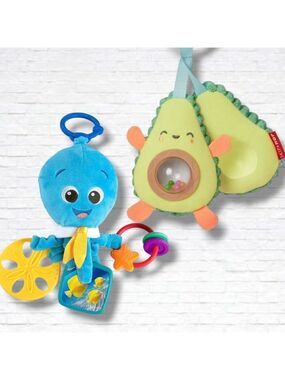 Skip Hop Avocado/Baby Einstein Octopus Take Along Soft Sensory Toys Age 0+ M x 2
